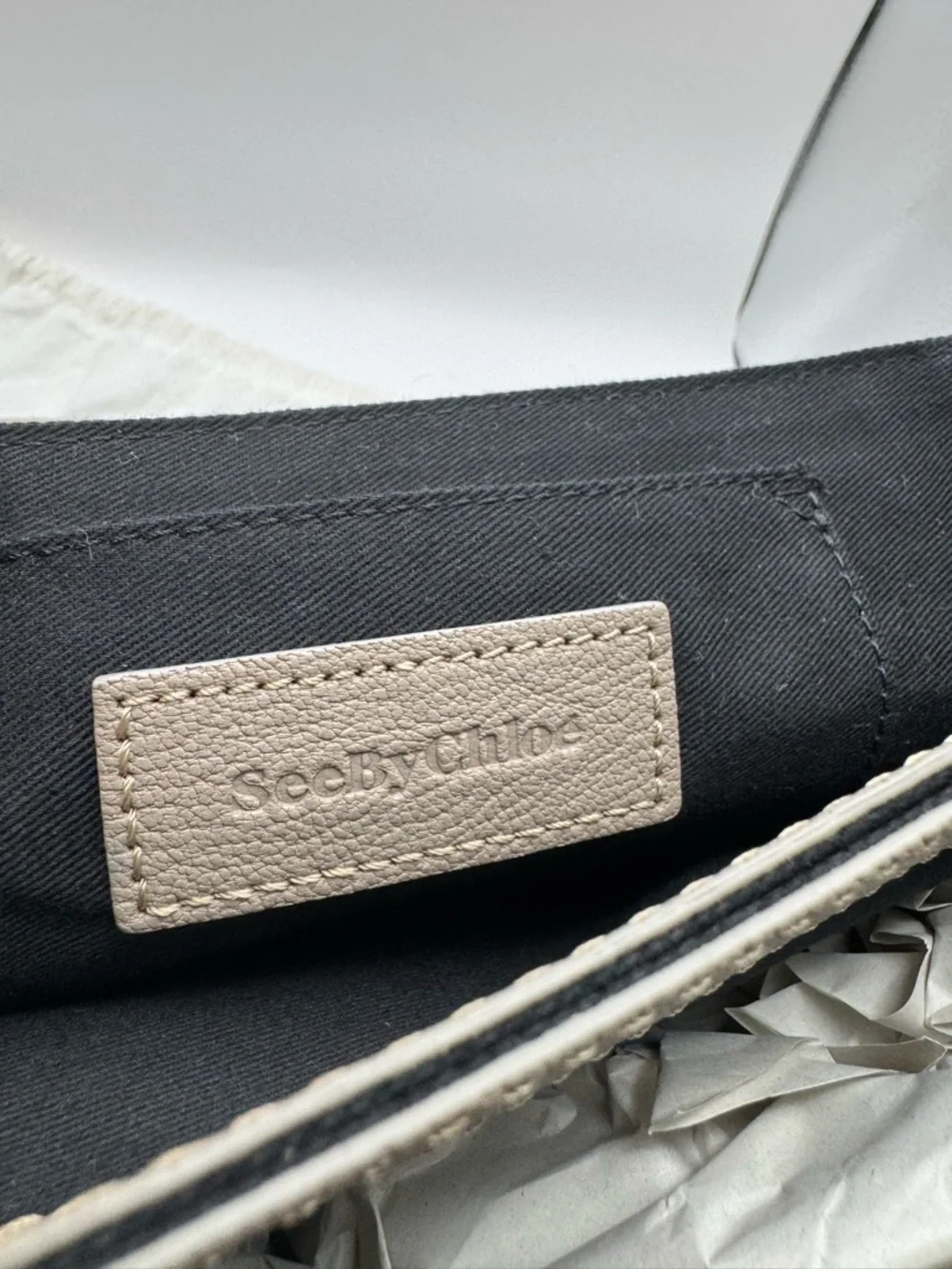 See By Chloé Hana Large Leather Suede Crossbody Bag Motty Grey Gold Hardware